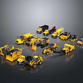 Various Yellow Construction Vehicles Displayed Together