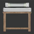Massage Bed With Wooden Frame Gray Mattress Rolled Towel And Storage Shelf
