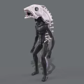 Aquatic Animal 3D Model Featuring White Head Sharp Teeth And Black Body
