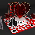 Heart Shaped Photo Check in Spot With Playing Card Symbols And Red Black Decor