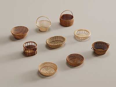 Rattan Storage Basket Weaving Basket Rattan Basket 3d model