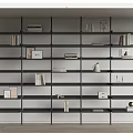 Modern Bookshelf with Multiple Shelves Books Picture Frames and Decorative Items 3d model