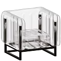 Stylish Transparent Acrylic Armchair With Black Metal Frame And Modern Design