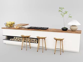 Quiet coffee bar coffee shop console bar chair 3d model