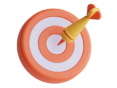 Orange White Target Decorative Ornament Set with Yellow Dart Hitting Bullseye 3d model