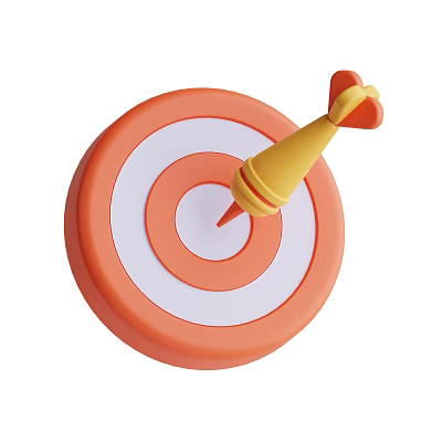 Orange White Target Decorative Ornament Set with Yellow Dart Hitting Bullseye 3d model