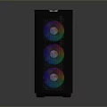 Black Computer Case Featuring Three Vibrant RGB Fans And Modern Sleek Design 3d model
