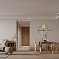 Cozy Modern Living And Dining Room Interior With Sofa Dining Table And Wooden Chairs