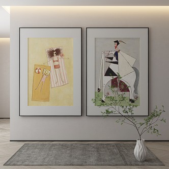 modern figure painting decorative painting 3d model