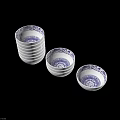 Elegant Blue and White Ceramic Dinnerware Set with Stackable Bowls and Floral Patterns 3d model