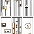 Modern Room Divider Designs With Striped Panels Shelves And Decorative Elements 3d model