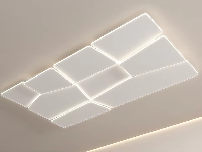 Modern Geometric Ceiling Light With White Panels And Soft Lighting Design 3d model