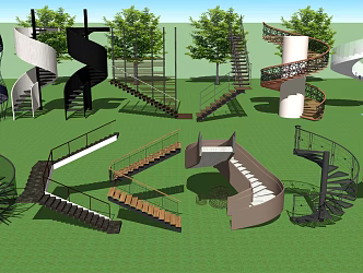 modern revolving staircase revolving staircase handrail staircase 3d model