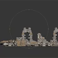 Ancient Castle Model Architectural Components With Stone Walls Towers And Slabs