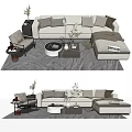 Modern Sofa and Coffee Table Set With Throw Pillows And Area Rug