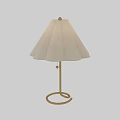 Modern Beige Pleated Fabric Shade Floor Lamp With Golden Pole Design