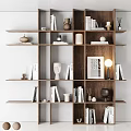 Modern Stylish Shelf Unit With Books Decorative Vases Sculptures Lamp And Framed Art