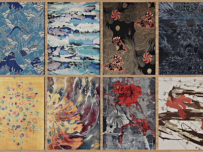 Square Rugs With Various Design Patterns Including Floral Abstract And Colorful Prints 3d model