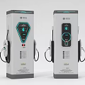 Modern Public Electric Vehicle Charging Stations With Digital Display And Charging Ports