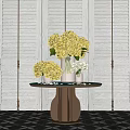 Modern hotel end view table porch table ornaments floral moss combination 3d model