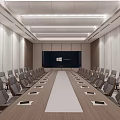 Modern Conference Room Interior With Long Table Projector Screen And Chairs 3d model