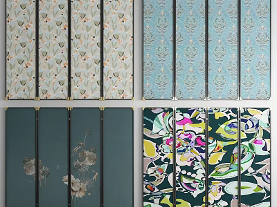 Ornate Screens with Diverse Floral Geometric Patterns and Colorful Designs for Home Decor 3d model