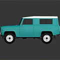 Vintage Turquoise SUV Featuring White Roof Classic Body White Wheels on Gray Background