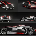 Futuristic Sports Car In Black And Red With Sleek Design Unique Wheels And Dynamic Shape