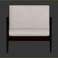 Modern Accent Chair With White Cushioned Seat Backrest And Dark Wooden Frame Armrests