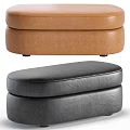 Oval Shaped Sofa Stool with Textured Fabric in Multiple Colors for Home Living Room