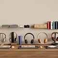 Computer desk headset phone audio keyboard ornaments 3d model