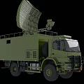 Military Green Functional Vehicle Equipped With Large Radar Antenna On Top