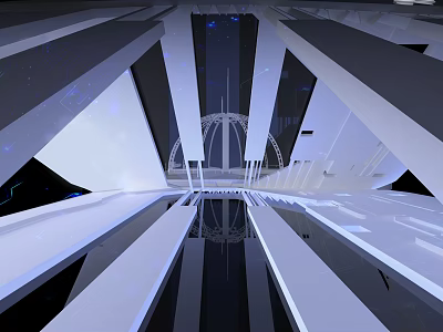 Modern Elevator Corridor With Geometric Lines Sleek Surfaces And Reflective Flooring 3d model