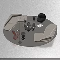 Modern Sofa Coffee Table Combination With Light Colored Seats Black Armchair And Unique Shaped Table