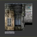 Urban Graffiti Wall Scene With Metal Staircase Old Door Window And Concrete Structure