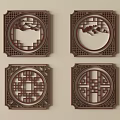 Traditional Chinese Wooden Carved Windows With Intricate Lattice Patterns And Geometric Designs