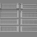 Elegant Stone Railings in Multiple Styles with Baluster and Post Designs 3d model