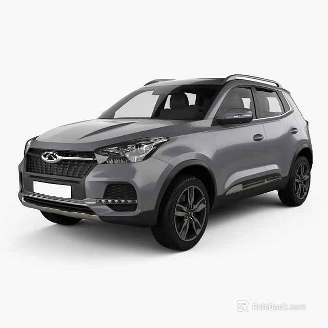 Stylish Gray SUV Exterior Design Featuring Front Grille Headlights And Black Wheels 3d model 