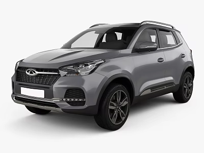Stylish Gray SUV Exterior Design Featuring Front Grille Headlights And Black Wheels 3d model