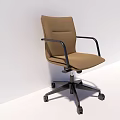 Modern Brown Office Chairs With Black Armrests And Swivel Wheels