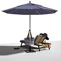 Outdoor Lounge Chair With Umbrella Hat Striped Tote Bag Side Table And Sandals