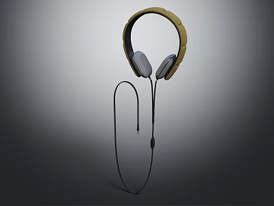 Over Ear Headphones With Gold And Black Design Wired Comfortable Fit High Quality Sound Audio 3d model