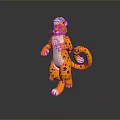 Orange Leopard Figure With Black Spots White Mane Standing On Dark Surface With Reflection 3d model