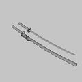 Traditional Samurai Swords With White Cord Wrapped Handles Black Scabbards Red And Gold Accents 3d model