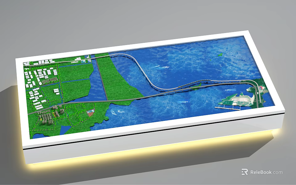 High Quality Commercial Display Model Equipment With Urban Road Network Water Area And Building Structures 3d model 