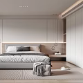 Modern Bedroom Interior Design With Bedside Table Pendant Lights Bookshelf And Rug
