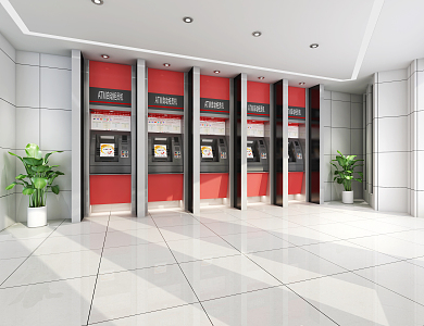 modern bank hall self-service hall 3d model