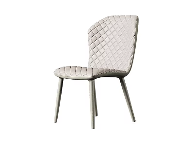 Modern Stylish Dining Chair With Quilted Backrest Leather Upholstery And Sleek Metal Legs 3d model