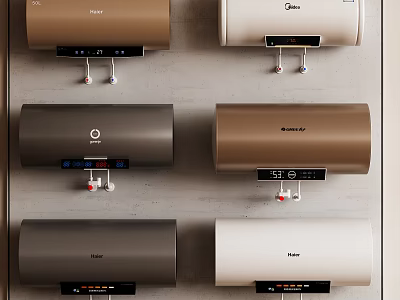 Various Branded Electric Water Heaters On 3d model