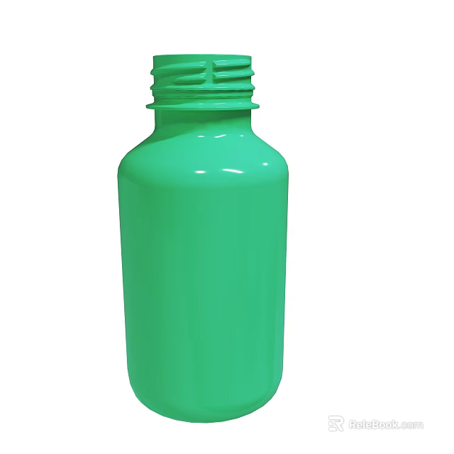Green Plastic Bottle Container With Screw Cap And Smooth Surface Design 3d model